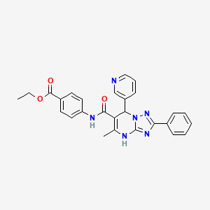molecular formula C27H24N6O3 B4072135 ethyl 4-({[5-methyl-2-phenyl-7-(3-pyridinyl)-4,7-dihydro[1,2,4]triazolo[1,5-a]pyrimidin-6-yl]carbonyl}amino)benzoate 