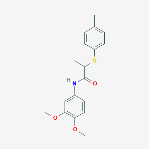 molecular formula C18H21NO3S B4072195 N-(3,4-dimethoxyphenyl)-2-[(4-methylphenyl)sulfanyl]propanamide 