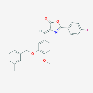 molecular formula C25H20FNO4 B407220 2-(4-fluorophenyl)-4-{4-methoxy-3-[(3-methylbenzyl)oxy]benzylidene}-1,3-oxazol-5(4H)-one 