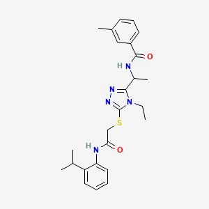 molecular formula C25H31N5O2S B4072411 N-(1-{4-ethyl-5-[(2-oxo-2-{[2-(propan-2-yl)phenyl]amino}ethyl)sulfanyl]-4H-1,2,4-triazol-3-yl}ethyl)-3-methylbenzamide 