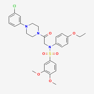 molecular formula C28H32ClN3O6S B4072460 N-{2-[4-(3-chlorophenyl)piperazin-1-yl]-2-oxoethyl}-N-(4-ethoxyphenyl)-3,4-dimethoxybenzenesulfonamide 