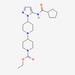 molecular formula C22H35N5O3 B4072521 Ethyl 4-[4-[5-(cyclopentanecarbonylamino)pyrazol-1-yl]piperidin-1-yl]piperidine-1-carboxylate 