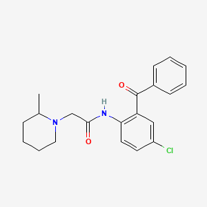 molecular formula C21H23ClN2O2 B4072551 Acetamide, N-(2-benzoyl-4-chlorophenyl)-2-(2-methylpiperidin-1-yl)- 