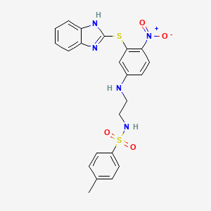 molecular formula C22H21N5O4S2 B4072759 N-(2-{[3-(1H-1,3-BENZODIAZOL-2-YLSULFANYL)-4-NITROPHENYL]AMINO}ETHYL)-4-METHYLBENZENE-1-SULFONAMIDE 