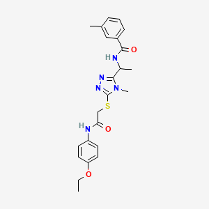 molecular formula C23H27N5O3S B4072892 N-{1-[5-({2-[(4-ethoxyphenyl)amino]-2-oxoethyl}sulfanyl)-4-methyl-4H-1,2,4-triazol-3-yl]ethyl}-3-methylbenzamide 
