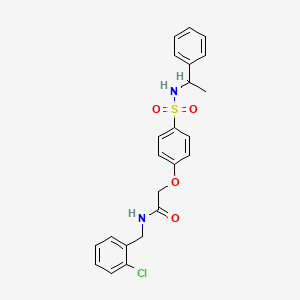 molecular formula C23H23ClN2O4S B4073014 N-[(2-chlorophenyl)methyl]-2-[4-(1-phenylethylsulfamoyl)phenoxy]acetamide 