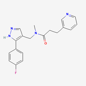 molecular formula C19H19FN4O B4073028 N-[[5-(4-fluorophenyl)-1H-pyrazol-4-yl]methyl]-N-methyl-3-pyridin-3-ylpropanamide 