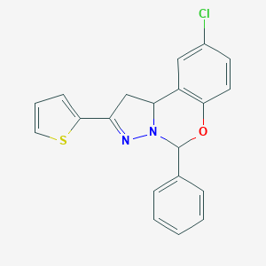 molecular formula C20H15ClN2OS B407303 9-Chloro-5-phenyl-2-(2-thienyl)-1,10b-dihydropyrazolo[1,5-c][1,3]benzoxazine CAS No. 332062-76-7