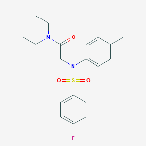 molecular formula C19H23FN2O3S B407313 N,N-diethyl-2-[[(4-fluorophenyl)sulfonyl](4-methylphenyl)amino]acetamide 