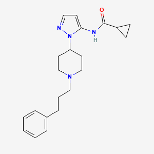 molecular formula C21H28N4O B4073229 N-[2-[1-(3-phenylpropyl)piperidin-4-yl]pyrazol-3-yl]cyclopropanecarboxamide 