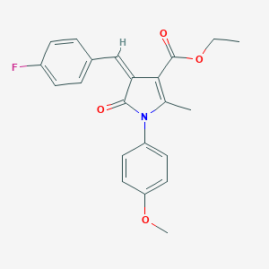 molecular formula C22H20FNO4 B407324 ETHYL (4Z)-4-[(4-FLUOROPHENYL)METHYLIDENE]-1-(4-METHOXYPHENYL)-2-METHYL-5-OXO-4,5-DIHYDRO-1H-PYRROLE-3-CARBOXYLATE 