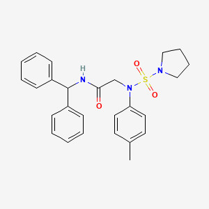molecular formula C26H29N3O3S B4073437 N-(DIPHENYLMETHYL)-2-[(4-METHYLPHENYL)(PYRROLIDINE-1-SULFONYL)AMINO]ACETAMIDE 