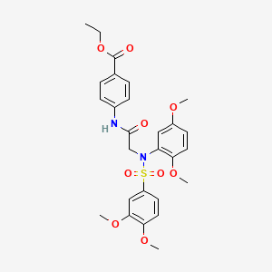 molecular formula C27H30N2O9S B4073501 ethyl 4-[[2-(N-(3,4-dimethoxyphenyl)sulfonyl-2,5-dimethoxyanilino)acetyl]amino]benzoate 