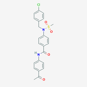 molecular formula C23H21ClN2O4S B407352 N-(4-acetylphenyl)-4-[(4-chlorobenzyl)(methylsulfonyl)amino]benzamide 