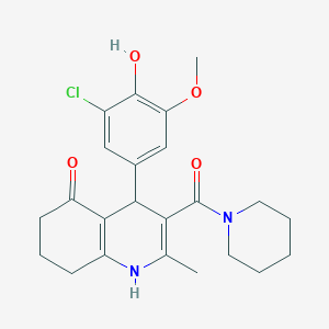 molecular formula C23H27ClN2O4 B4073540 4-(3-CHLORO-4-HYDROXY-5-METHOXYPHENYL)-2-METHYL-3-(PIPERIDINE-1-CARBONYL)-1,4,5,6,7,8-HEXAHYDROQUINOLIN-5-ONE 