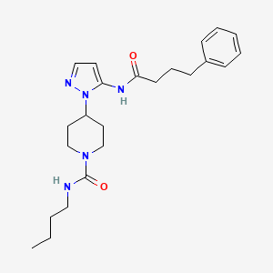 molecular formula C23H33N5O2 B4073546 N-butyl-4-[5-(4-phenylbutanoylamino)pyrazol-1-yl]piperidine-1-carboxamide 