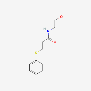 molecular formula C13H19NO2S B4073657 N-(2-methoxyethyl)-3-[(4-methylphenyl)sulfanyl]propanamide 