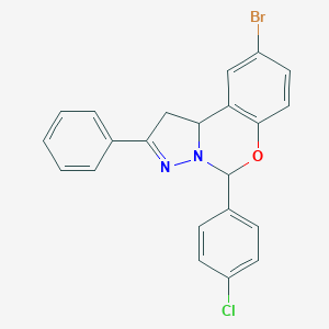 molecular formula C22H16BrClN2O B407370 9-Bromo-5-(4-chlorophenyl)-2-phenyl-1,10b-dihydropyrazolo[1,5-c][1,3]benzoxazine 