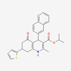 molecular formula C28H27NO3S B4073765 Propan-2-yl 2-methyl-4-(naphthalen-2-yl)-5-oxo-7-(thiophen-2-yl)-1,4,5,6,7,8-hexahydroquinoline-3-carboxylate 