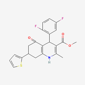 molecular formula C22H19F2NO3S B4073827 Methyl 4-(2,5-difluorophenyl)-2-methyl-5-oxo-7-(thiophen-2-yl)-1,4,5,6,7,8-hexahydroquinoline-3-carboxylate 
