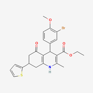 molecular formula C24H24BrNO4S B4073853 Ethyl 4-(3-bromo-4-methoxyphenyl)-2-methyl-5-oxo-7-(thiophen-2-yl)-1,4,5,6,7,8-hexahydroquinoline-3-carboxylate 