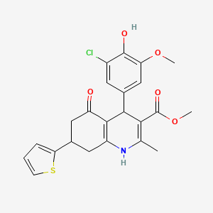 molecular formula C23H22ClNO5S B4073859 Methyl 4-(3-chloro-4-hydroxy-5-methoxyphenyl)-2-methyl-5-oxo-7-(thiophen-2-yl)-1,4,5,6,7,8-hexahydroquinoline-3-carboxylate 