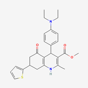molecular formula C26H30N2O3S B4074011 Methyl 4-[4-(diethylamino)phenyl]-2-methyl-5-oxo-7-(thiophen-2-yl)-1,4,5,6,7,8-hexahydroquinoline-3-carboxylate 