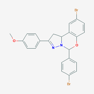 molecular formula C23H18Br2N2O2 B407403 4-[9-Bromo-5-(4-bromophenyl)-1,10b-dihydropyrazolo[1,5-c][1,3]benzoxazin-2-yl]phenyl methyl ether CAS No. 303061-03-2