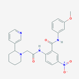 molecular formula C26H27N5O5 B4074070 N-(3-methoxyphenyl)-5-nitro-2-[[2-(2-pyridin-3-ylpiperidin-1-yl)acetyl]amino]benzamide 