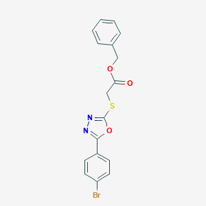 molecular formula C17H13BrN2O3S B407419 benzyl 2-{[5-(4-bromophenyl)-1,3,4-oxadiazol-2-yl]sulfanyl}acetate 