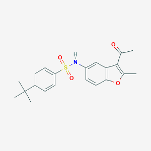 molecular formula C21H23NO4S B407430 N-(3-acetyl-2-methyl-1-benzofuran-5-yl)-4-tert-butylbenzenesulfonamide 