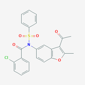 molecular formula C24H18ClNO5S B407442 N-(3-acetyl-2-methyl-1-benzofuran-5-yl)-N-(benzenesulfonyl)-2-chlorobenzamide CAS No. 406475-47-6