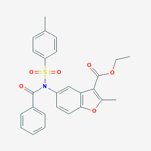 molecular formula C26H23NO6S B407472 Ethyl 5-{benzoyl[(4-methylphenyl)sulfonyl]amino}-2-methyl-1-benzofuran-3-carboxylate CAS No. 406475-66-9