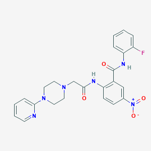 molecular formula C24H23FN6O4 B4074750 N-(2-fluorophenyl)-5-nitro-2-[[2-(4-pyridin-2-ylpiperazin-1-yl)acetyl]amino]benzamide 