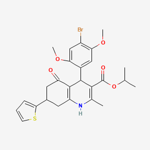 molecular formula C26H28BrNO5S B4074889 Propan-2-yl 4-(4-bromo-2,5-dimethoxyphenyl)-2-methyl-5-oxo-7-(thiophen-2-yl)-1,4,5,6,7,8-hexahydroquinoline-3-carboxylate 