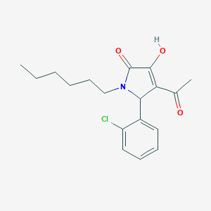 molecular formula C18H22ClNO3 B407494 4-ACETYL-5-(2-CHLOROPHENYL)-1-HEXYL-3-HYDROXY-2,5-DIHYDRO-1H-PYRROL-2-ONE 