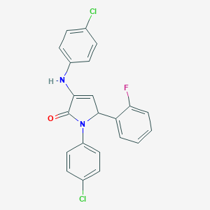 molecular formula C22H15Cl2FN2O B407510 3-(4-chloroanilino)-1-(4-chlorophenyl)-5-(2-fluorophenyl)-1,5-dihydro-2H-pyrrol-2-one 