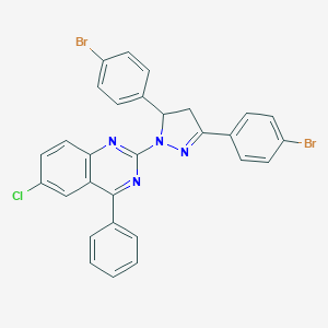 molecular formula C29H19Br2ClN4 B407519 2-[3,5-bis(4-bromophenyl)-4,5-dihydro-1H-pyrazol-1-yl]-6-chloro-4-phenylquinazoline 