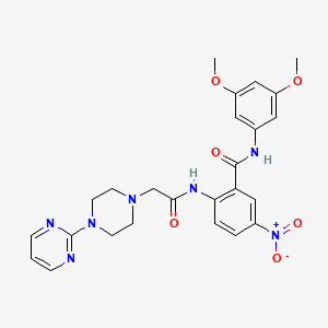 molecular formula C25H27N7O6 B4075270 N-(3,5-dimethoxyphenyl)-5-nitro-2-[[2-(4-pyrimidin-2-ylpiperazin-1-yl)acetyl]amino]benzamide 