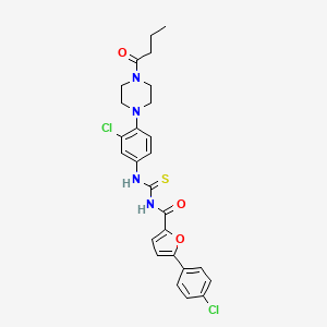 molecular formula C26H26Cl2N4O3S B4075348 N-({[4-(4-butyryl-1-piperazinyl)-3-chlorophenyl]amino}carbonothioyl)-5-(4-chlorophenyl)-2-furamide 