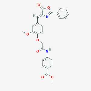 molecular formula C27H22N2O7 B407568 methyl 4-[[2-[2-methoxy-4-[(Z)-(5-oxo-2-phenyl-1,3-oxazol-4-ylidene)methyl]phenoxy]acetyl]amino]benzoate CAS No. 352435-49-5