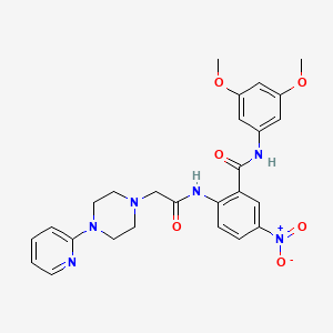 molecular formula C26H28N6O6 B4075737 N-(3,5-dimethoxyphenyl)-5-nitro-2-[[2-(4-pyridin-2-ylpiperazin-1-yl)acetyl]amino]benzamide 