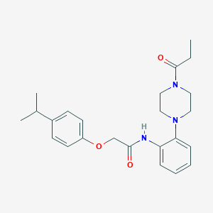 molecular formula C24H31N3O3 B4075888 N-[2-(4-propanoylpiperazin-1-yl)phenyl]-2-(4-propan-2-ylphenoxy)acetamide 
