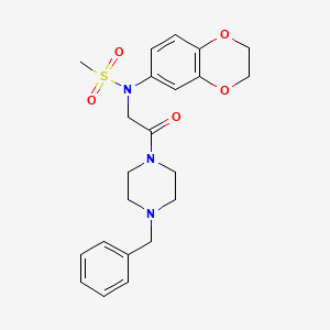 molecular formula C22H27N3O5S B4076068 N-[2-(4-benzylpiperazin-1-yl)-2-oxoethyl]-N-(2,3-dihydro-1,4-benzodioxin-6-yl)methanesulfonamide 