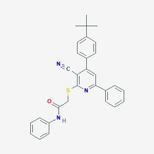molecular formula C30H27N3OS B407614 2-((4-(4-(tert-Butyl)phenyl)-3-cyano-6-phenylpyridin-2-yl)thio)-N-phenylacetamide CAS No. 352435-78-0