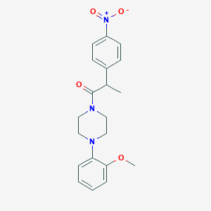 molecular formula C20H23N3O4 B4076238 1-[4-(2-Methoxyphenyl)piperazin-1-yl]-2-(4-nitrophenyl)propan-1-one 