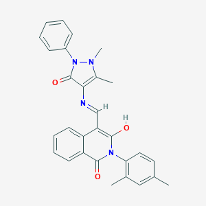 molecular formula C29H26N4O3 B407628 4-{[(1,5-dimethyl-3-oxo-2-phenyl-2,3-dihydro-1H-pyrazol-4-yl)amino]methylene}-2-(2,4-dimethylphenyl)-1,3(2H,4H)-isoquinolinedione 