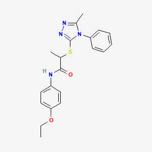 molecular formula C20H22N4O2S B4076460 N-(4-ethoxyphenyl)-2-[(5-methyl-4-phenyl-1,2,4-triazol-3-yl)sulfanyl]propanamide 