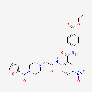 molecular formula C27H27N5O8 B4076482 Ethyl 4-[[2-[[2-[4-(furan-2-carbonyl)piperazin-1-yl]acetyl]amino]-5-nitrobenzoyl]amino]benzoate 