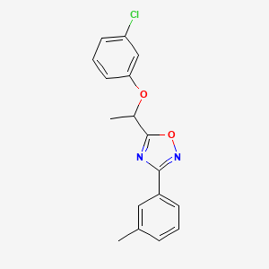 molecular formula C17H15ClN2O2 B4076489 5-[1-(3-chlorophenoxy)ethyl]-3-(3-methylphenyl)-1,2,4-oxadiazole 